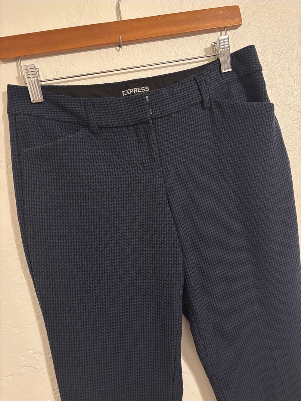 Express Editor Navy, Black Mini Houndstooth  Pants Trousers